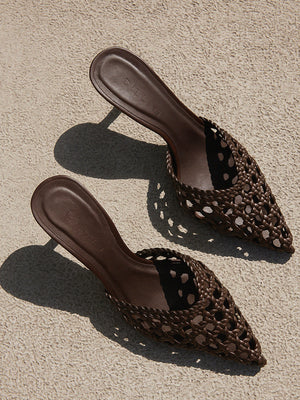 Dottie Woven Pump in Dark Cacao - Stitch And Feather