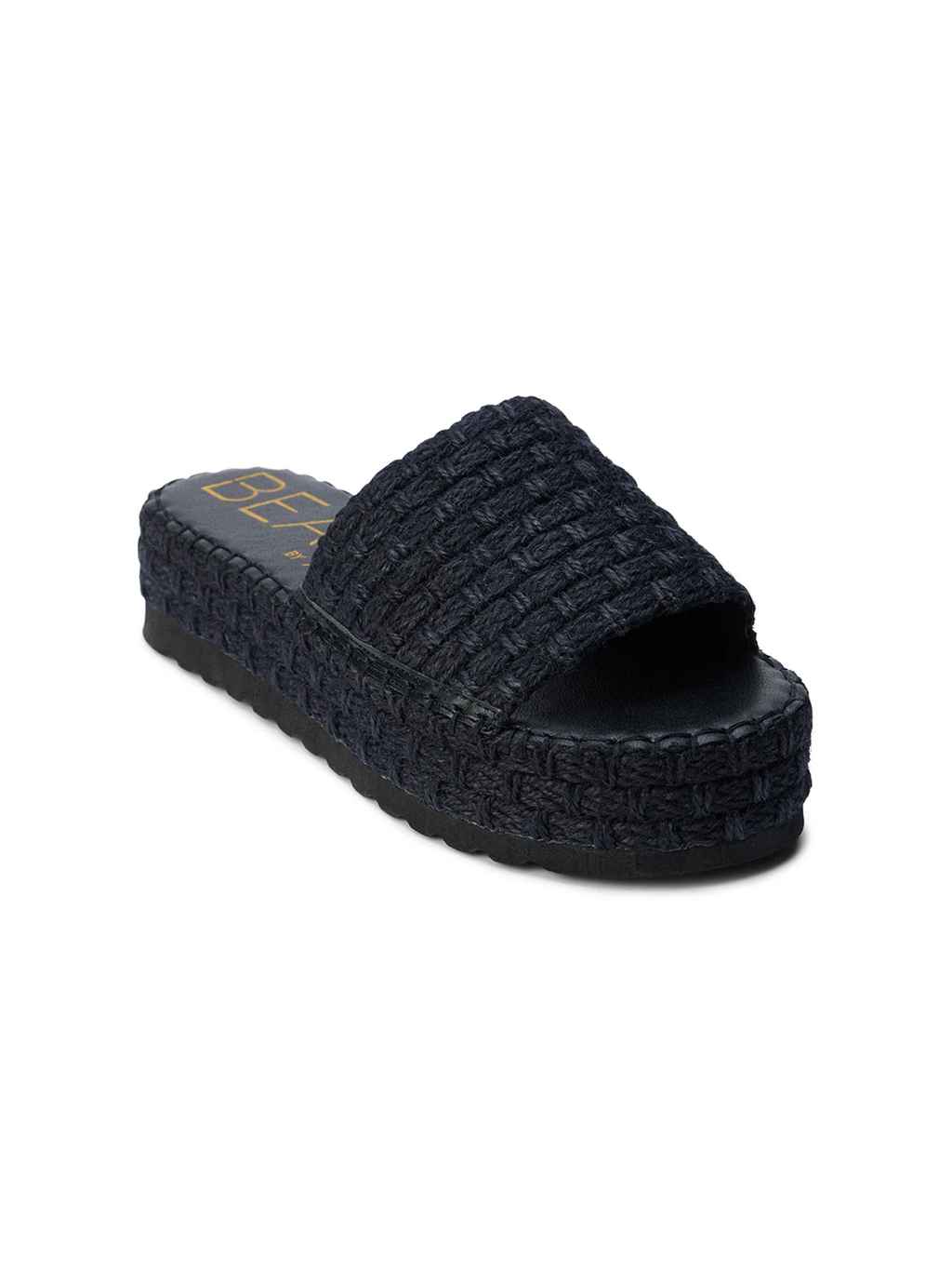 Del Mar Raffia Slide in Ebony - Stitch And Feather