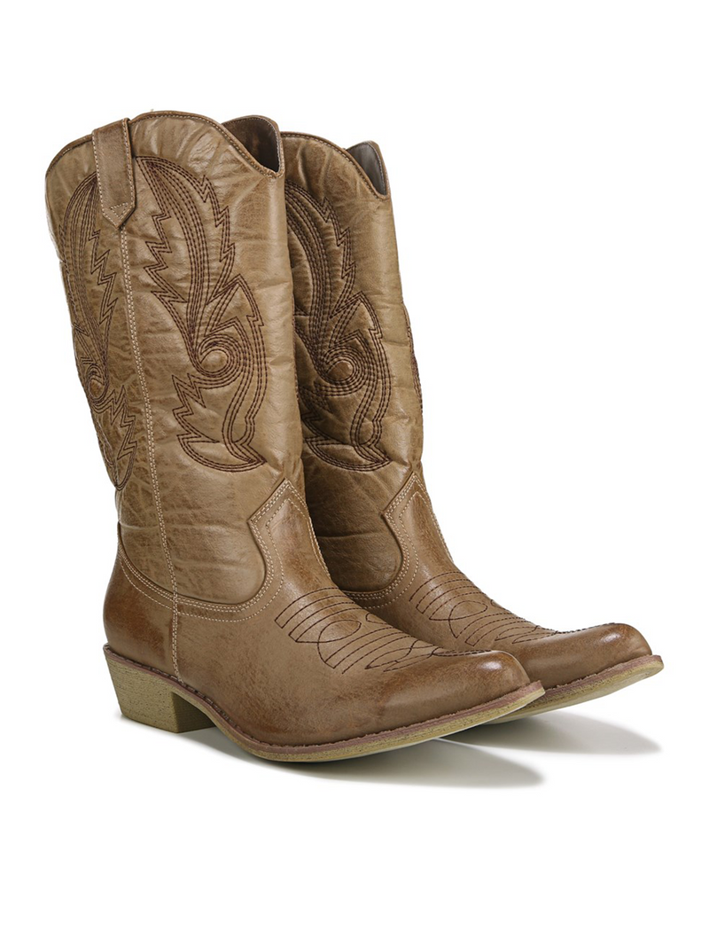 Gaucho Cowboy Boot in Tan - Stitch And Feather