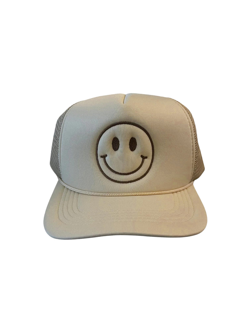 Happy Face Monochrome Trucker Hat - Stitch And Feather