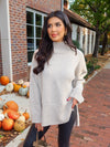 Mock neck knit top- S23552, Taupe - Stitch And Feather