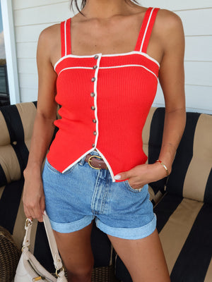 Maven Knit Top in Red - Stitch And Feather