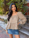 Apple Cider Plaid Blouse - Stitch And Feather