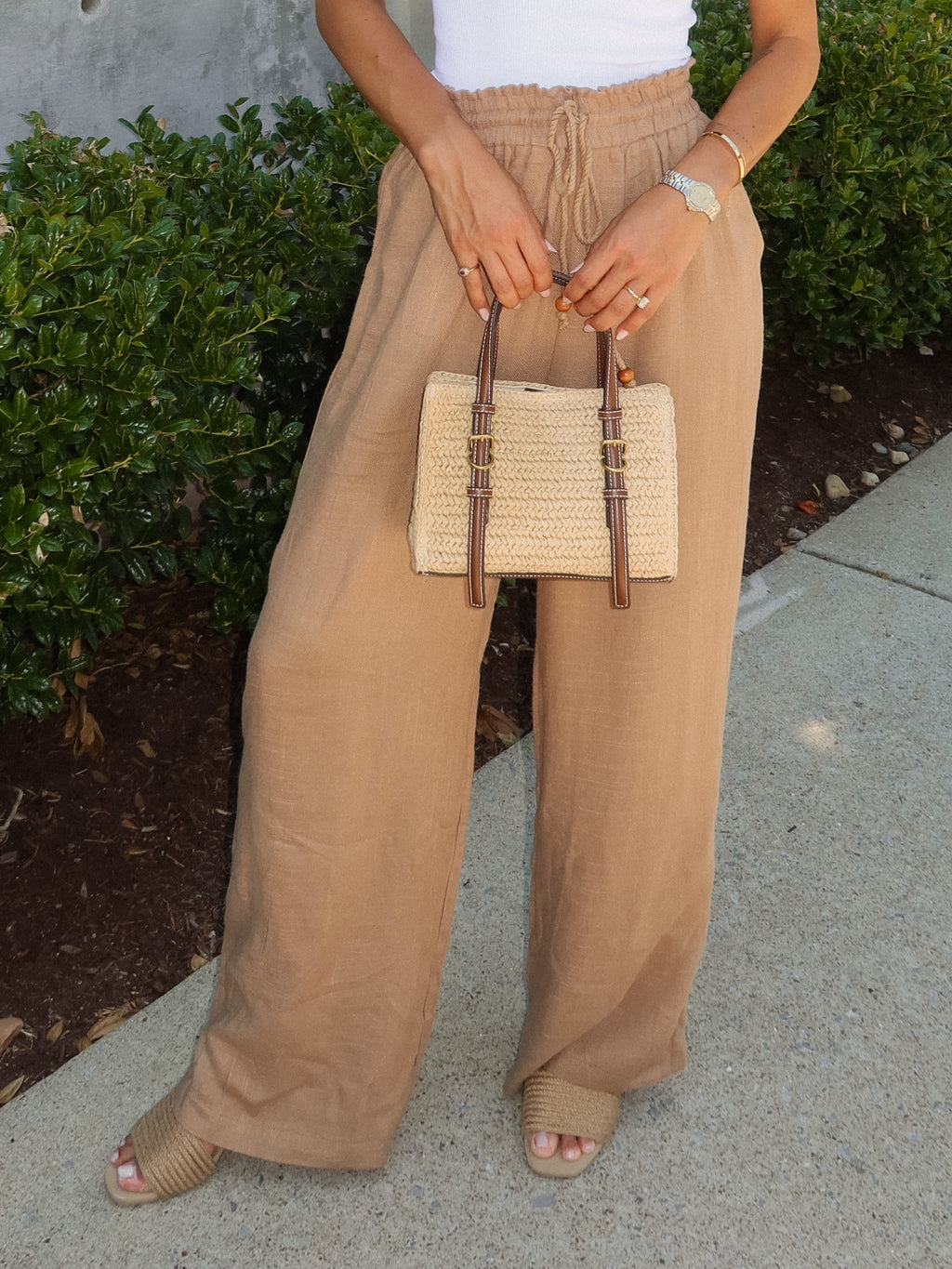 Anya Linen Pants in Tan - Stitch And Feather