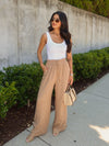 Anya Linen Pants in Tan - Stitch And Feather