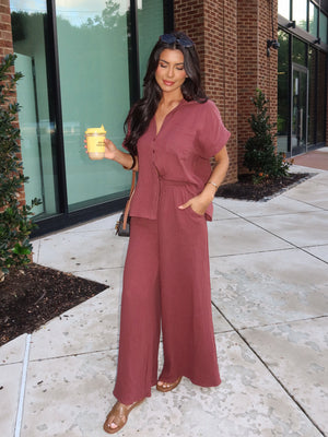 It List Gauze Pants in Chocolate