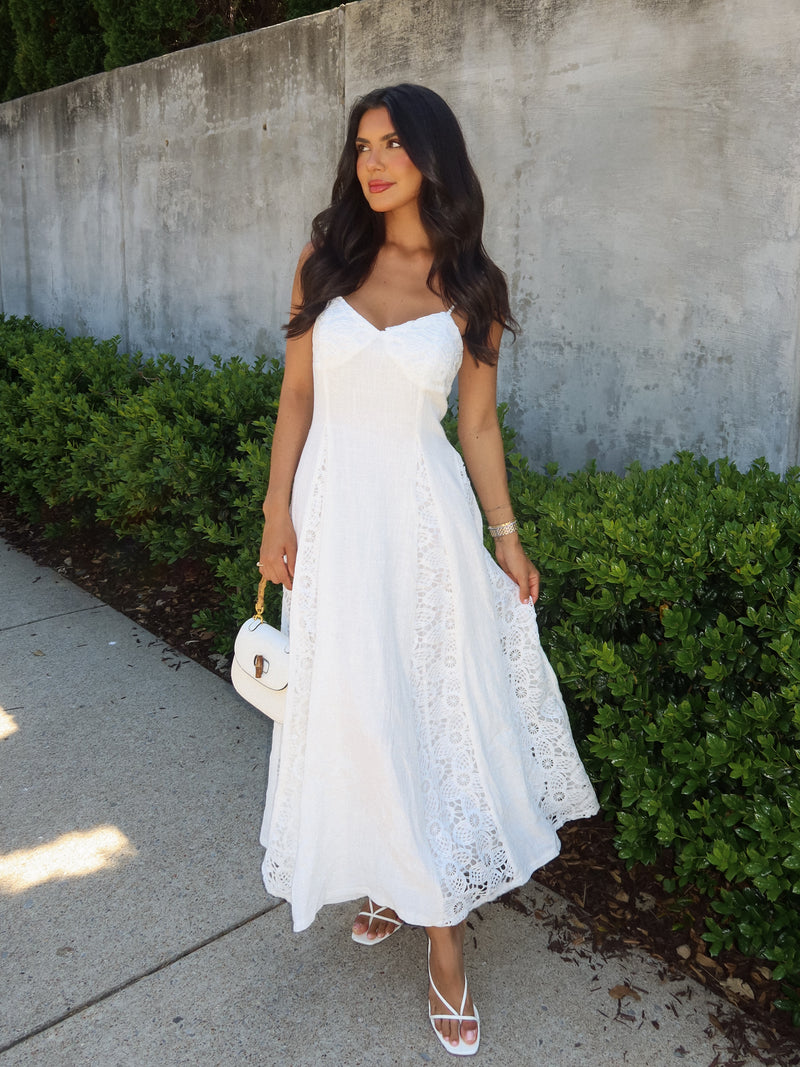midi sale dresses Paola Lace Dress Dream Knit Denim Tiered polkadot26 Bust 34” Shipping Arrangements:Email Documents +$0
