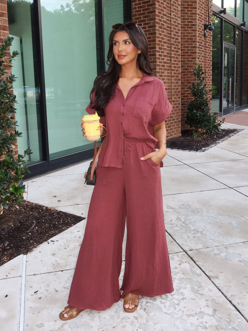 It List Gauze Pants in Chocolate