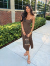 Ocaso Textured Midi Dress in Brown - Stitch And Feather