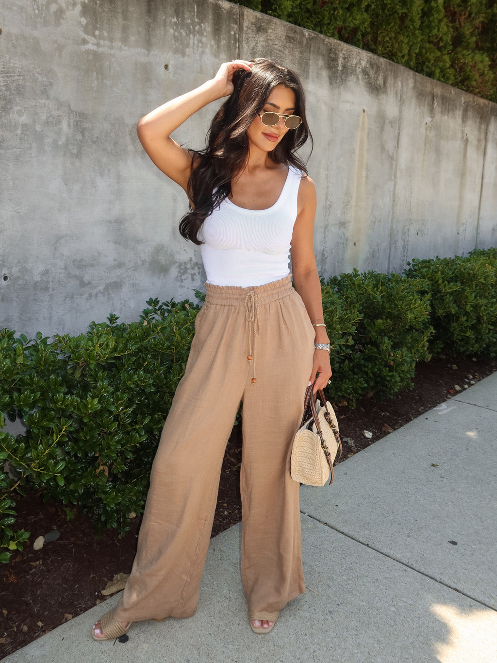 Anya Linen Pants in Tan - Stitch And Feather