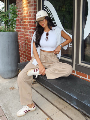 Ramona Barrel Sweatpants in Taupe