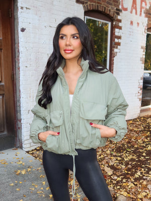 Utility jacket- NJ35793, Olive - Stitch And Feather