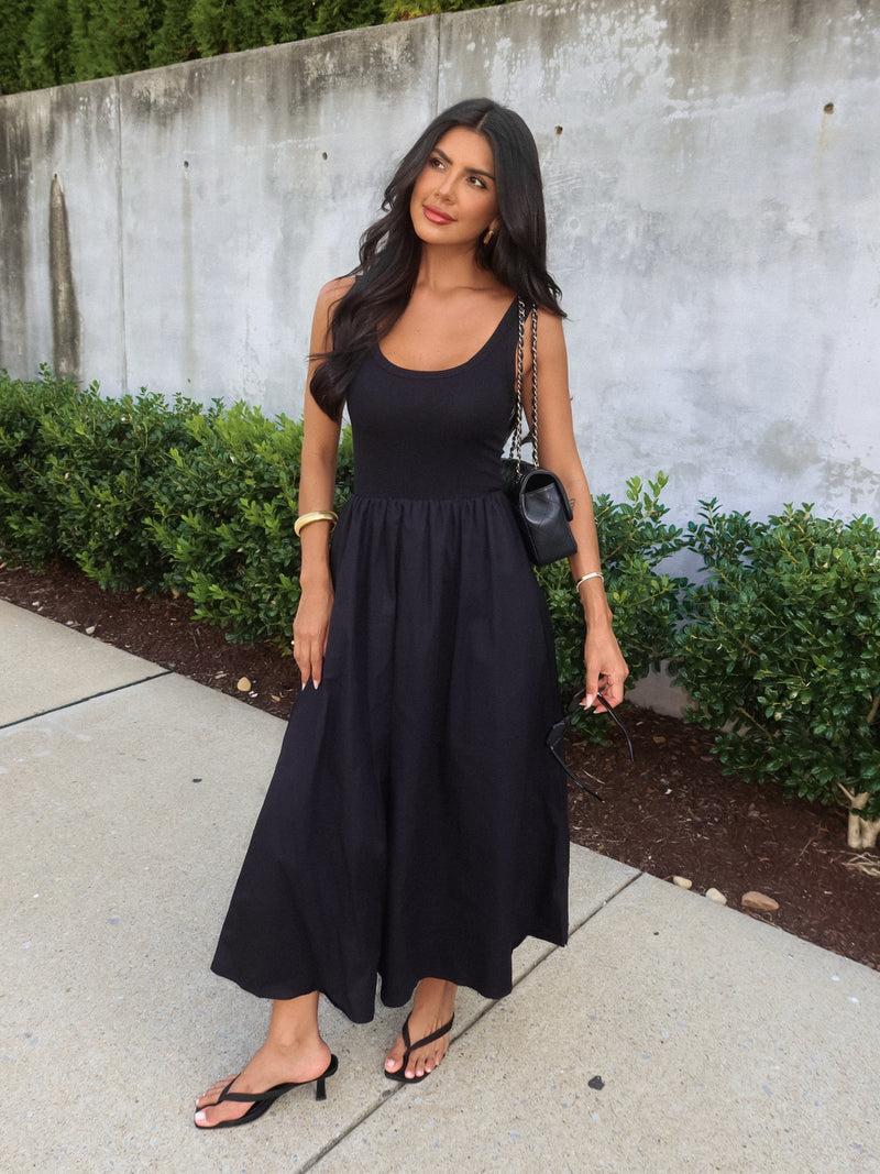 Freya Midi Dress in Black - Stitch And Feather
