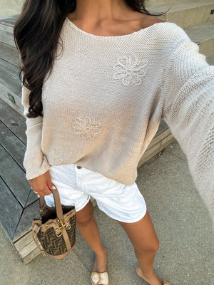 Flora Embroidered Sweater - Stitch And Feather