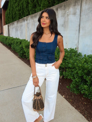 Naomi Denim Corset Top - Stitch And Feather
