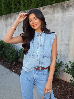 Tennessee Scalloped Denim Vest - Stitch And Feather