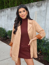 Teagan Soft Suede Coat in Camel