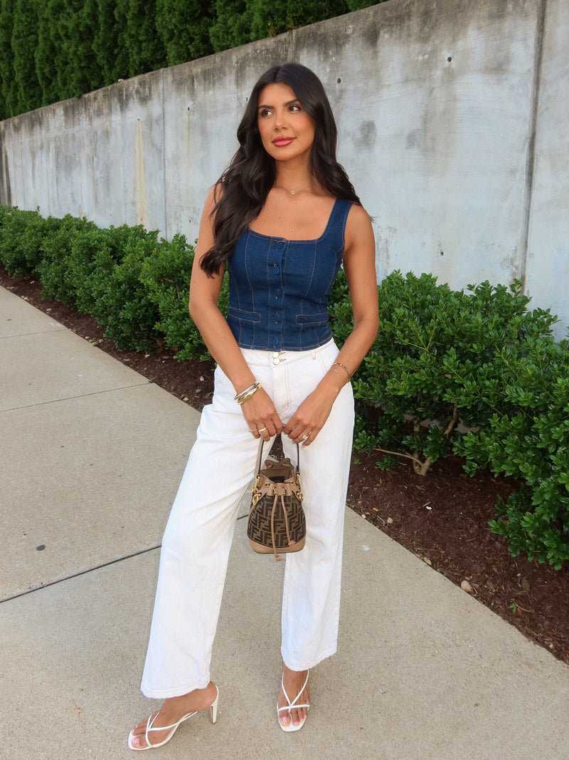 Naomi Denim Corset Top - Stitch And Feather
