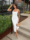 Ocaso Textured Midi Dress in Ivory - Stitch And Feather