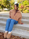 Lowen Sherpa Quarter Zip in Camel