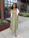 Freya Midi Dress in Olive - Stitch And Feather