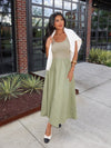 Freya Midi Dress in Olive - Stitch And Feather