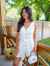 Akari Stripe Linen Romper - Stitch And Feather