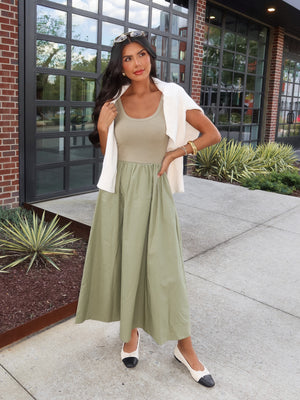 Freya Midi Dress in Olive - Stitch And Feather