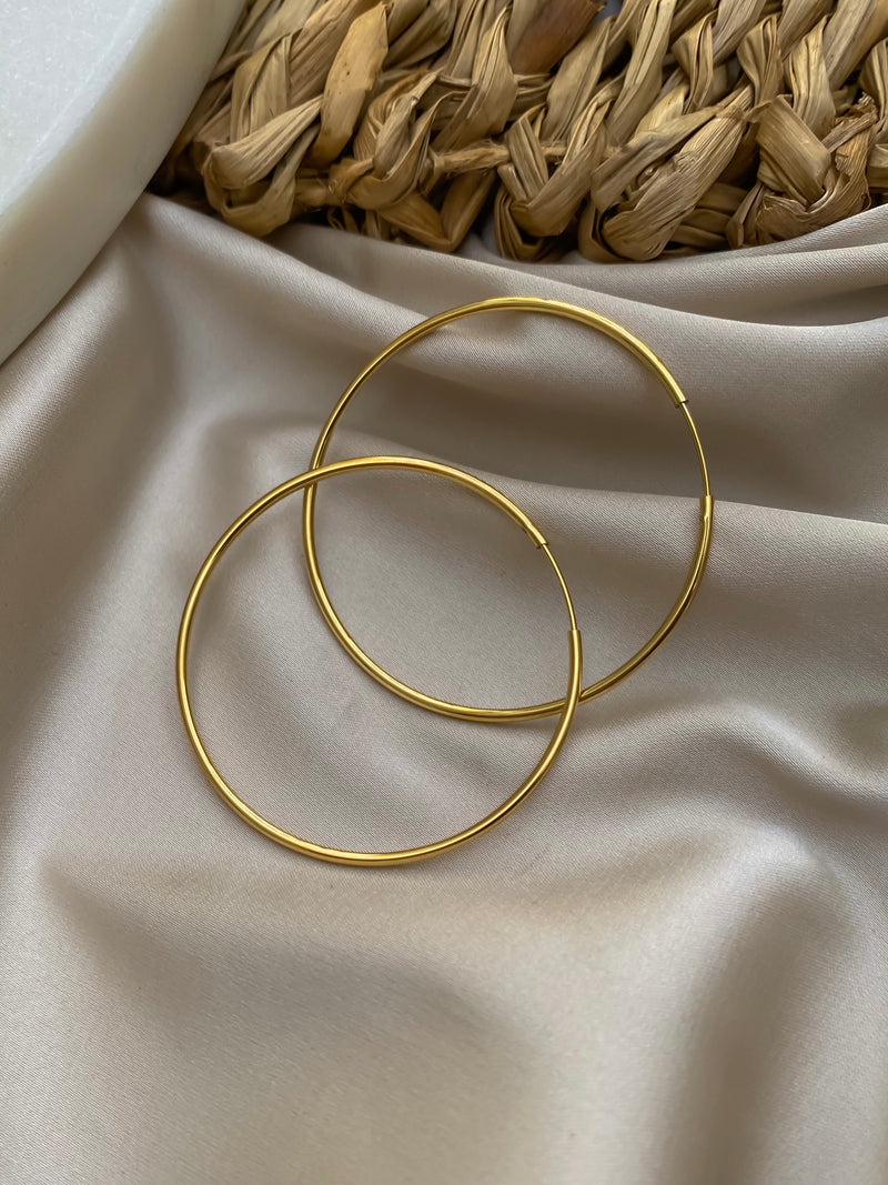 Gold Plate Hoop Earrings - Stitch And Feather