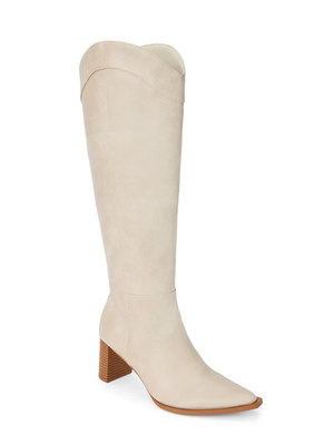 Bonnye Knee High Boot in Ivory - Stitch And Feather