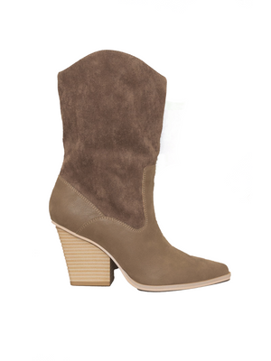 Marseille Western Boot in Dark Taupe - Stitch And Feather