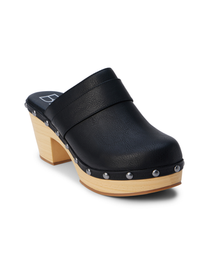 Maverick Heeled Clog in Black - Stitch And Feather