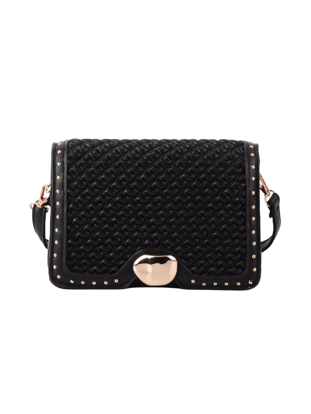 Mira Ruched Crossbody Bag in Black - Stitch And Feather