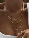 Gold Plated 3 Layer Necklace - Stitch And Feather