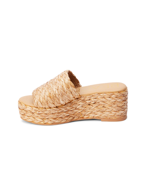 Peony Raffia Slide in Cognac - Stitch And Feather