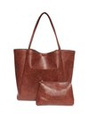 Zoey Vegan Leather Tote in Raisin - Stitch And Feather