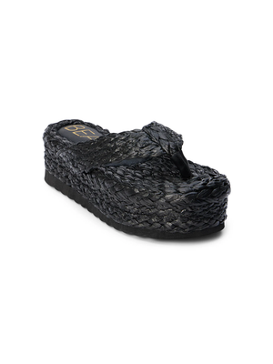 Sailor Raffia Sandal Black