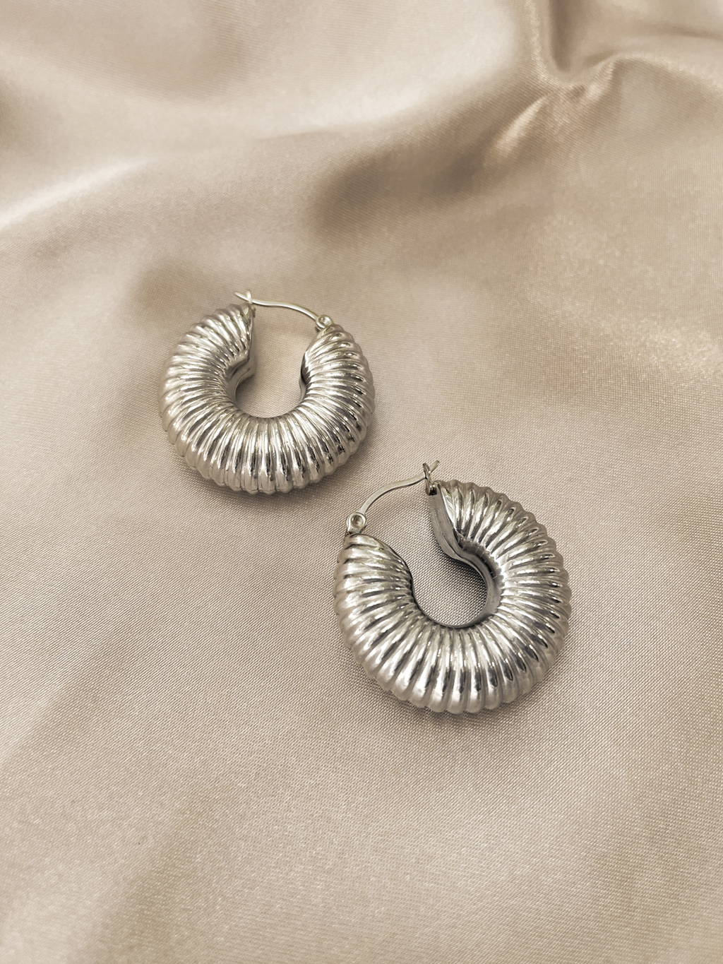 Chunky Hoops in Silver - Stitch And Feather