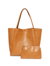 Zoey Vegan Leather Tote in Tan - Stitch And Feather