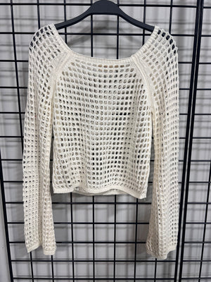 Twin Flame Crochet Top in Off White