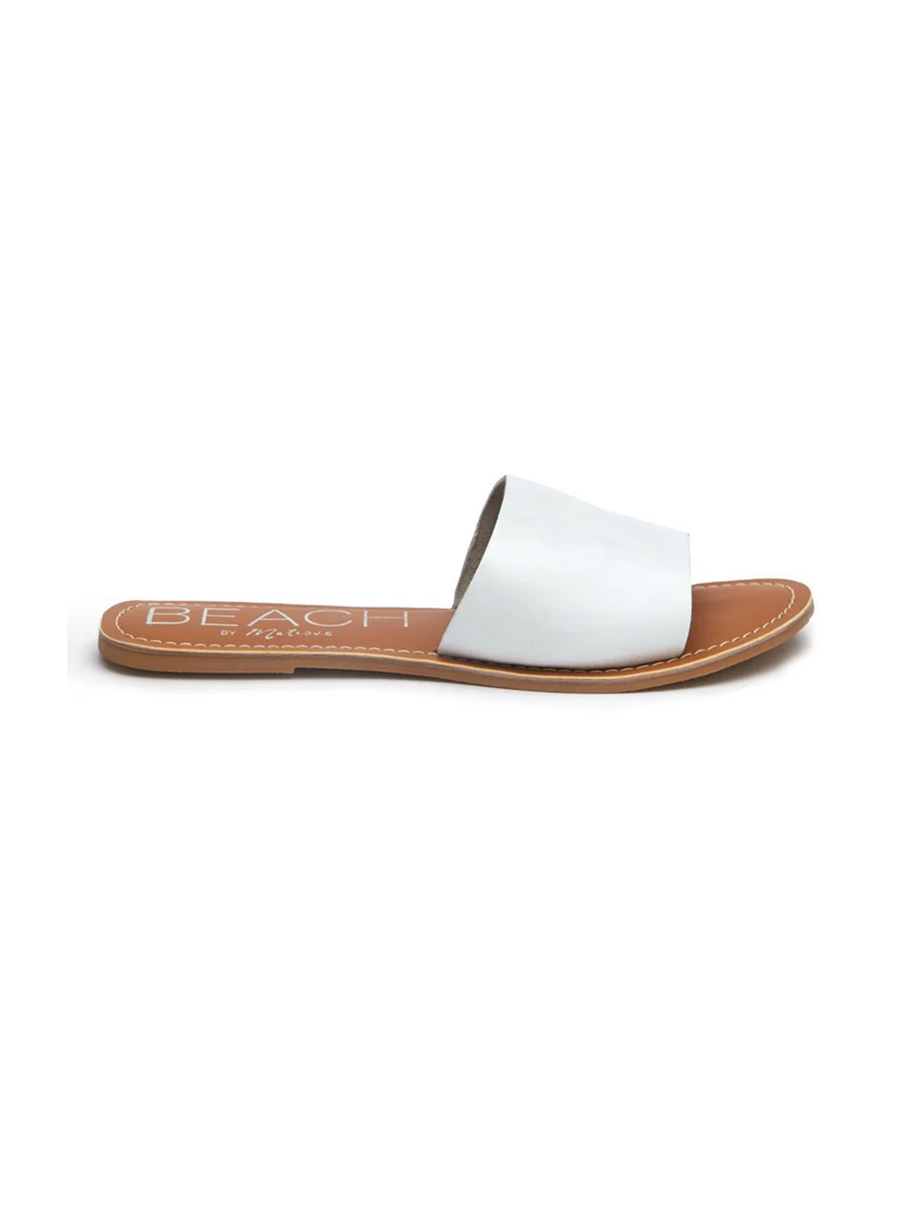 Cabana Slides in White Leather - Stitch And Feather