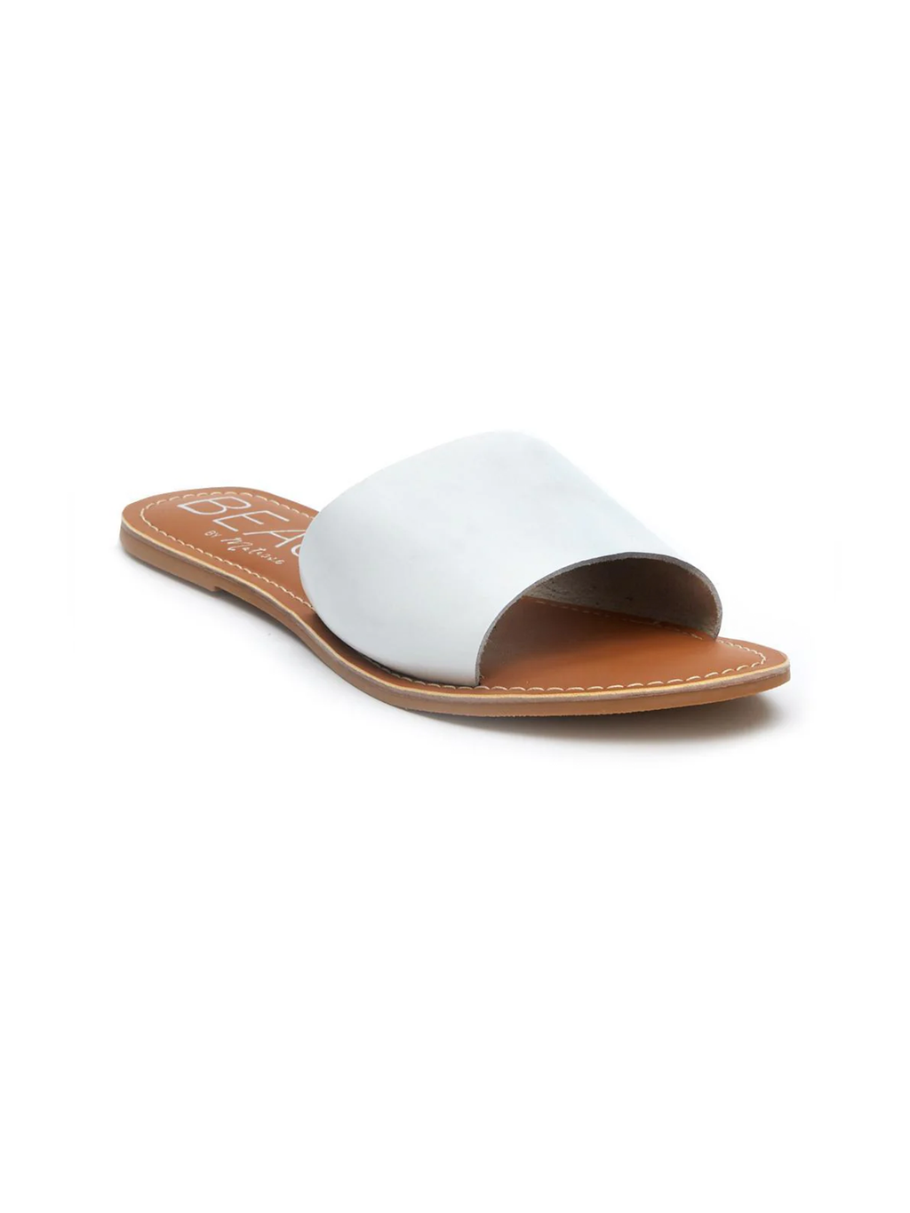 Cabana Slides in White Leather - Stitch And Feather