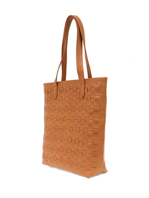 Willa Woven Tote in Cognac - Stitch And Feather