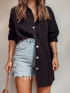 Palms Gauze Button Down in Black - Stitch And Feather