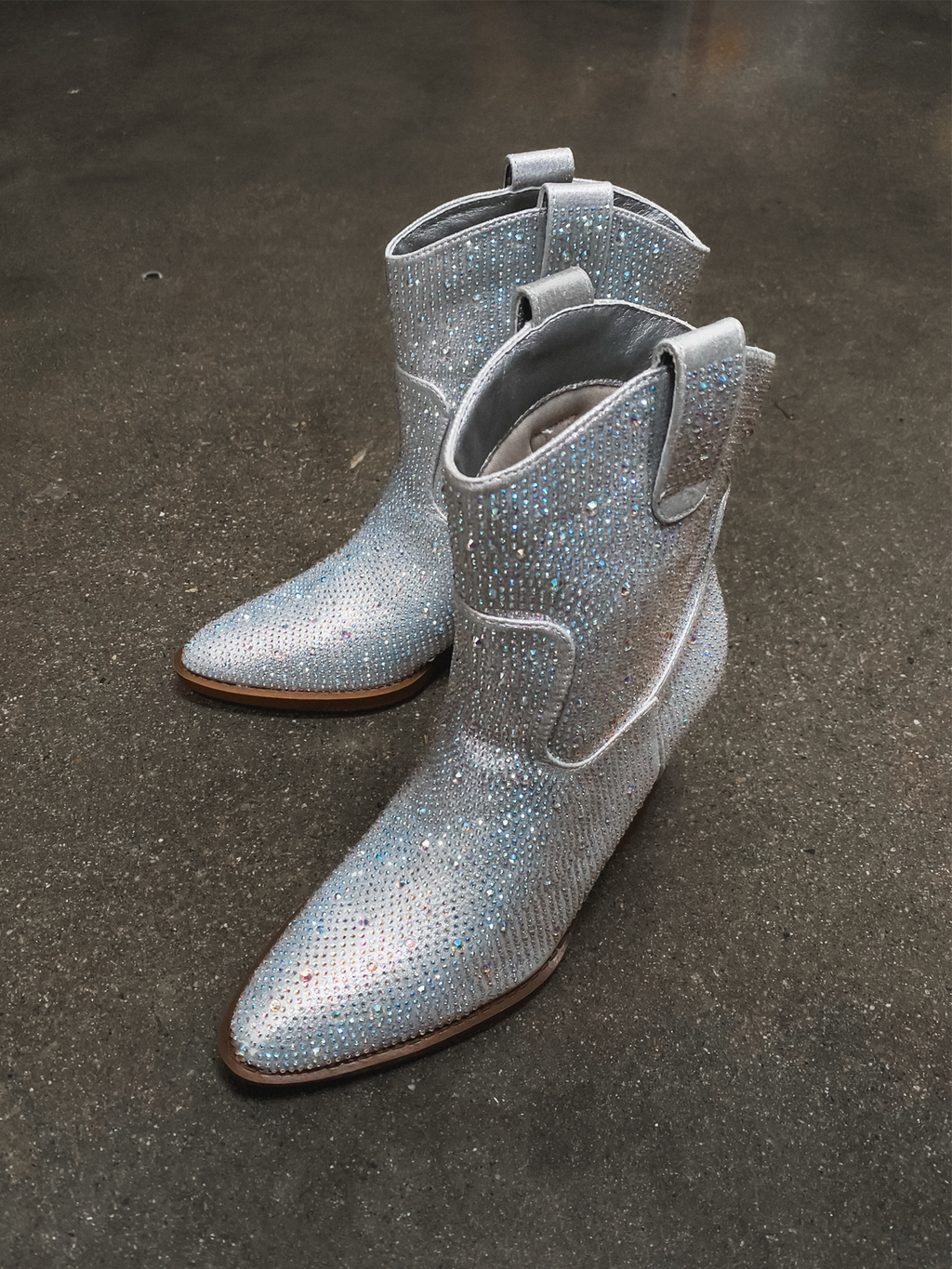 Rhinestone Boots in Silver - Stitch And Feather