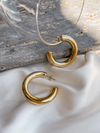 Thick Gold Hoops - Stitch And Feather