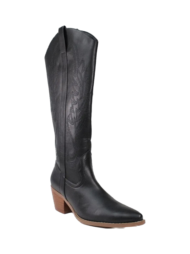 Bailey Cowgirl Boot in Black - Stitch And Feather