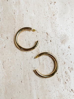 Large Classic Gold Hoop - Stitch And Feather