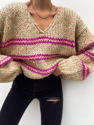 Watermelon Stripe Knit Sweater - Final Sale - Stitch And Feather