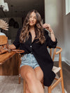 Palms Gauze Button Down in Black - Stitch And Feather